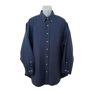 U.S. POLO ASSN. Men's 2XL Cotton Plus Size Blue Dotted Button Down Dress Shirt